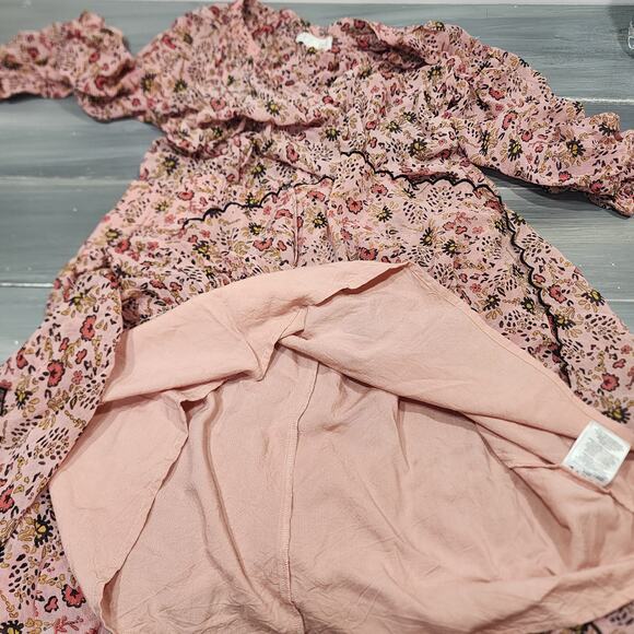 Velvet by Graham & Spencer Aubrey Printed Peasant Dress Pink Floral Print Medium - Picture 7 of 14